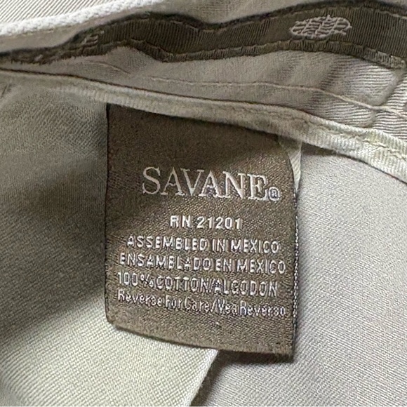 Savane Mens Khaki Chino Pants Teflon Cotton Straight Leg Size 34x30 Flat Front - Picture 5 of 9